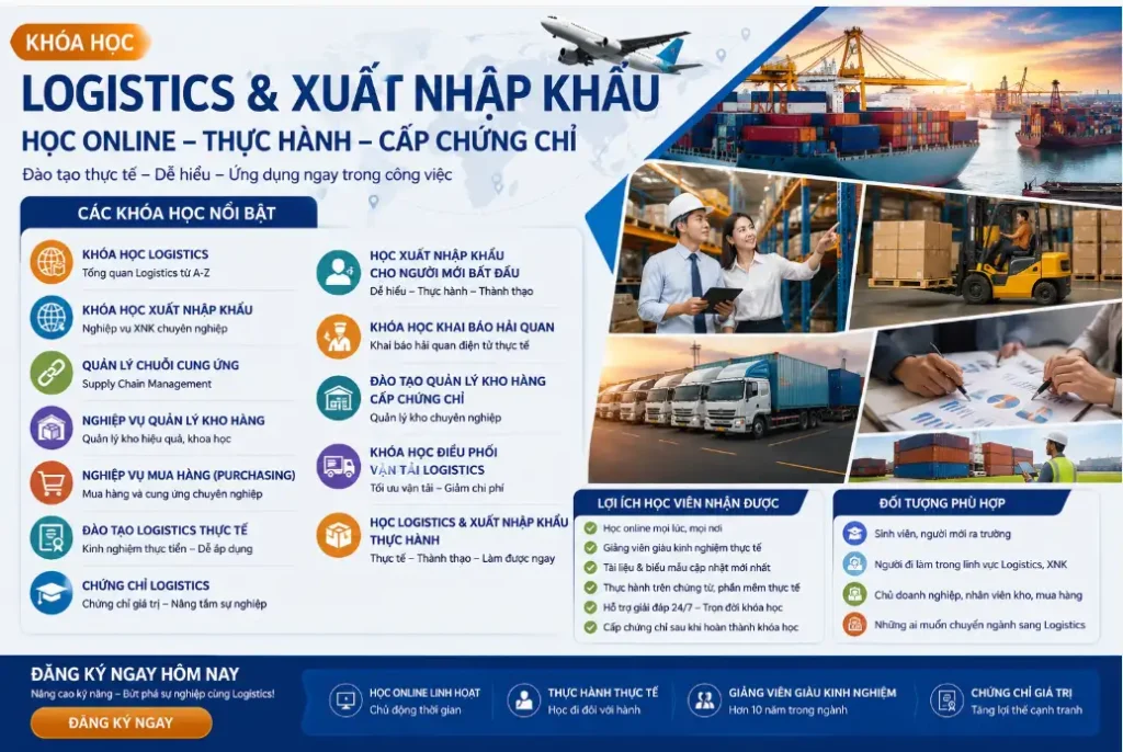 5 Khóa Học Logistics, Xuất Nhập Khẩu, Quản Lý Kho,Chuỗi Cung Ứng Online 2026