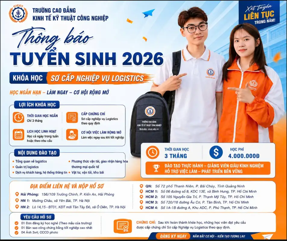 Khóa Học Sơ Cấp Nghiệp Vụ Logistics Online 2026