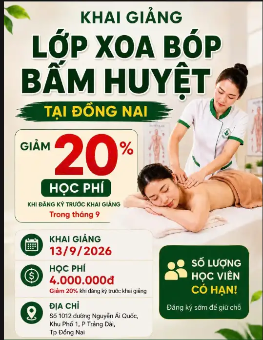 Khóa Học Xoa Bóp Bấm Huyệt Tại Đồng Nai 2026