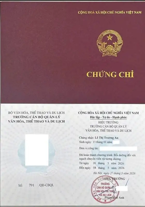 Khoá học Bồi Dưỡng Ngạch Chuyên Viên Và Tương Đương 2026